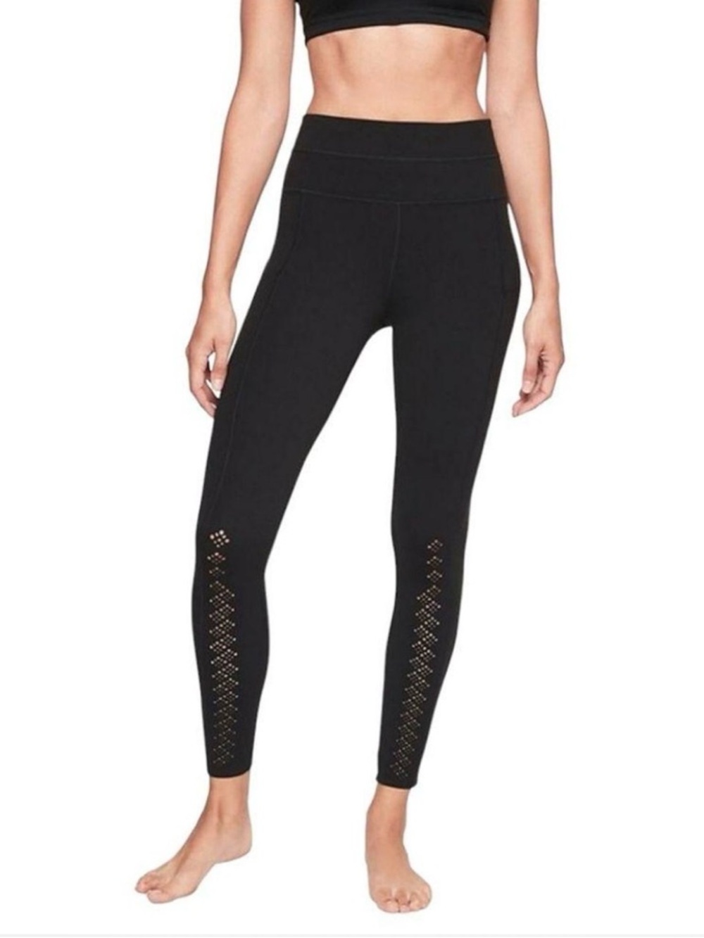 Athleta Black High-Waist Laser-Cut Leggings
